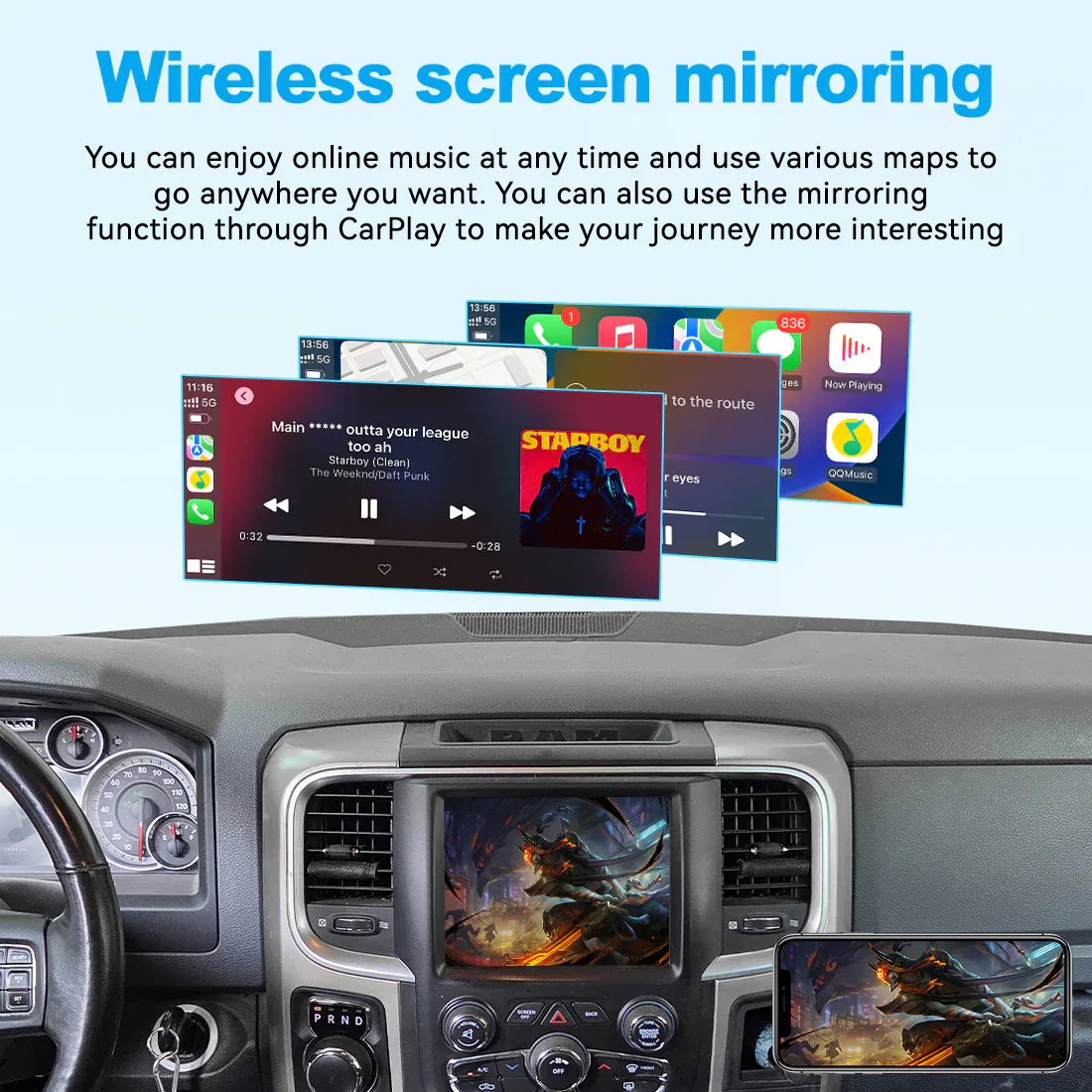 (WZDG-1) New JoyeAuto Dodge Uconnect8.4 Carplay Module Retrofit for Ram Viper Challenger Charger WiFi Wireless Apple CarPlay AirPlay Android Auto Interface - MMB Auto