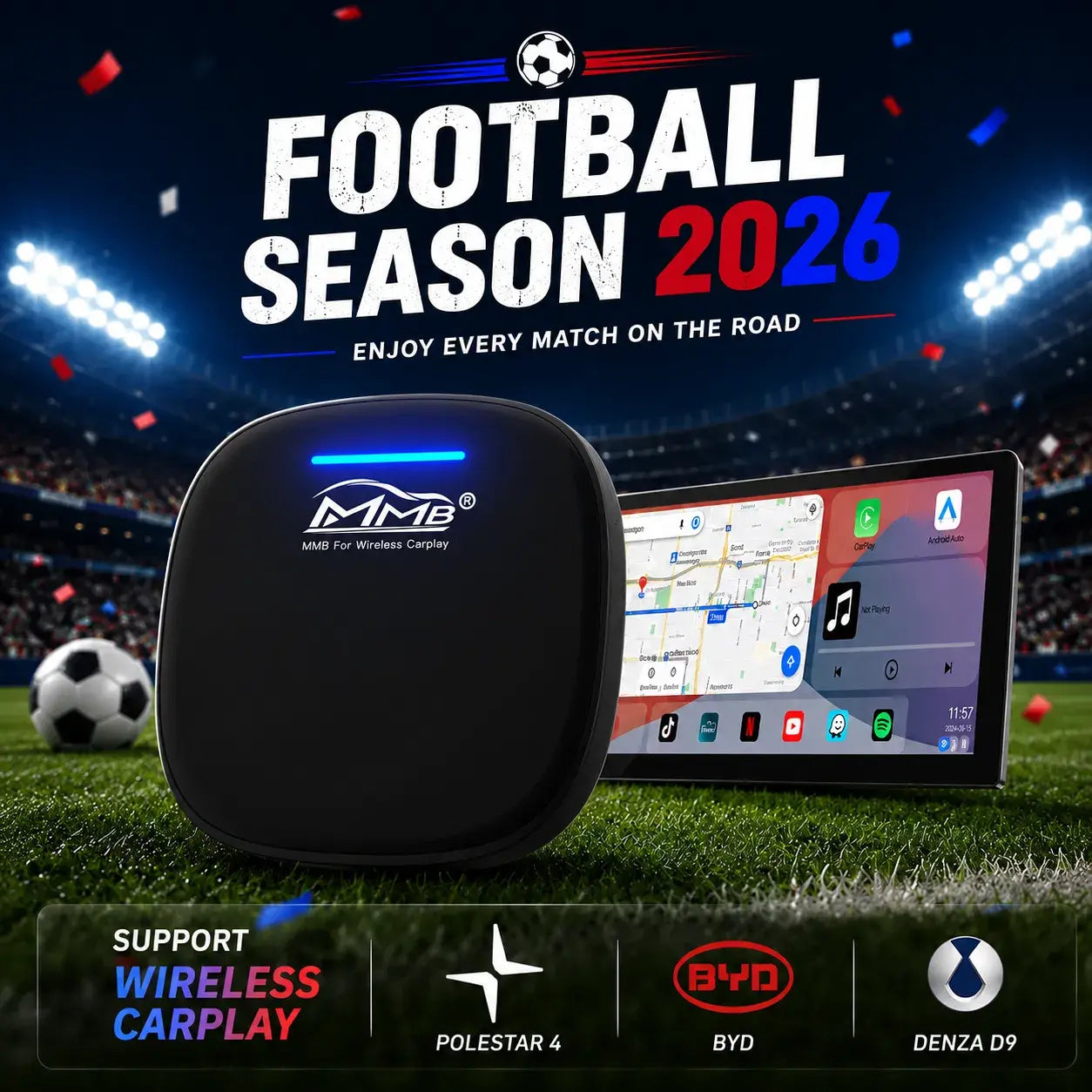 MMB BYD / POLESTAR 4 Ai Box Android 13 Multimedia Wireless Carplay Adapter