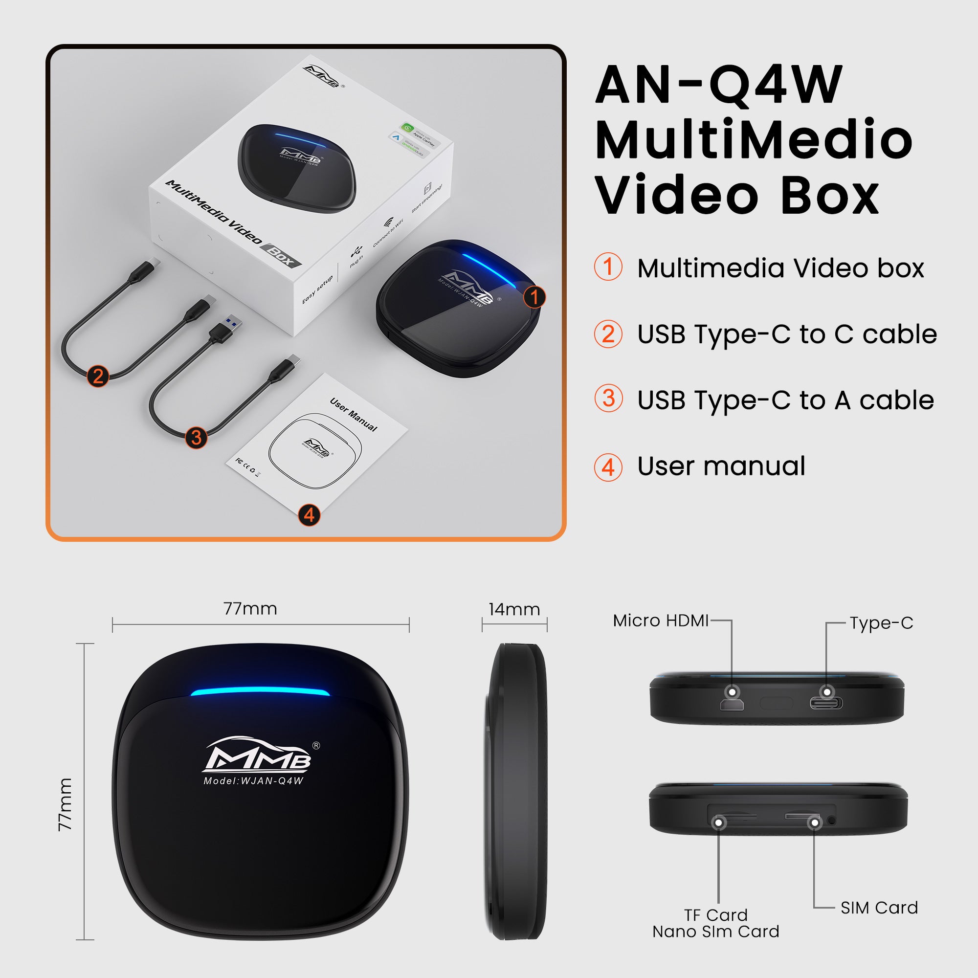 MMB Max 5.0 Ai Box Android 13 Multimedia Wireless Carplay Adapter