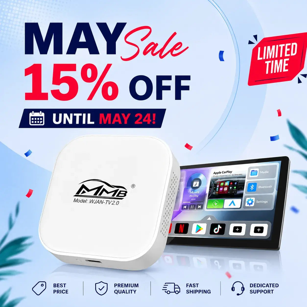 MMB AI Box Wireless TV 2.0 Google Play Carplay Adapter