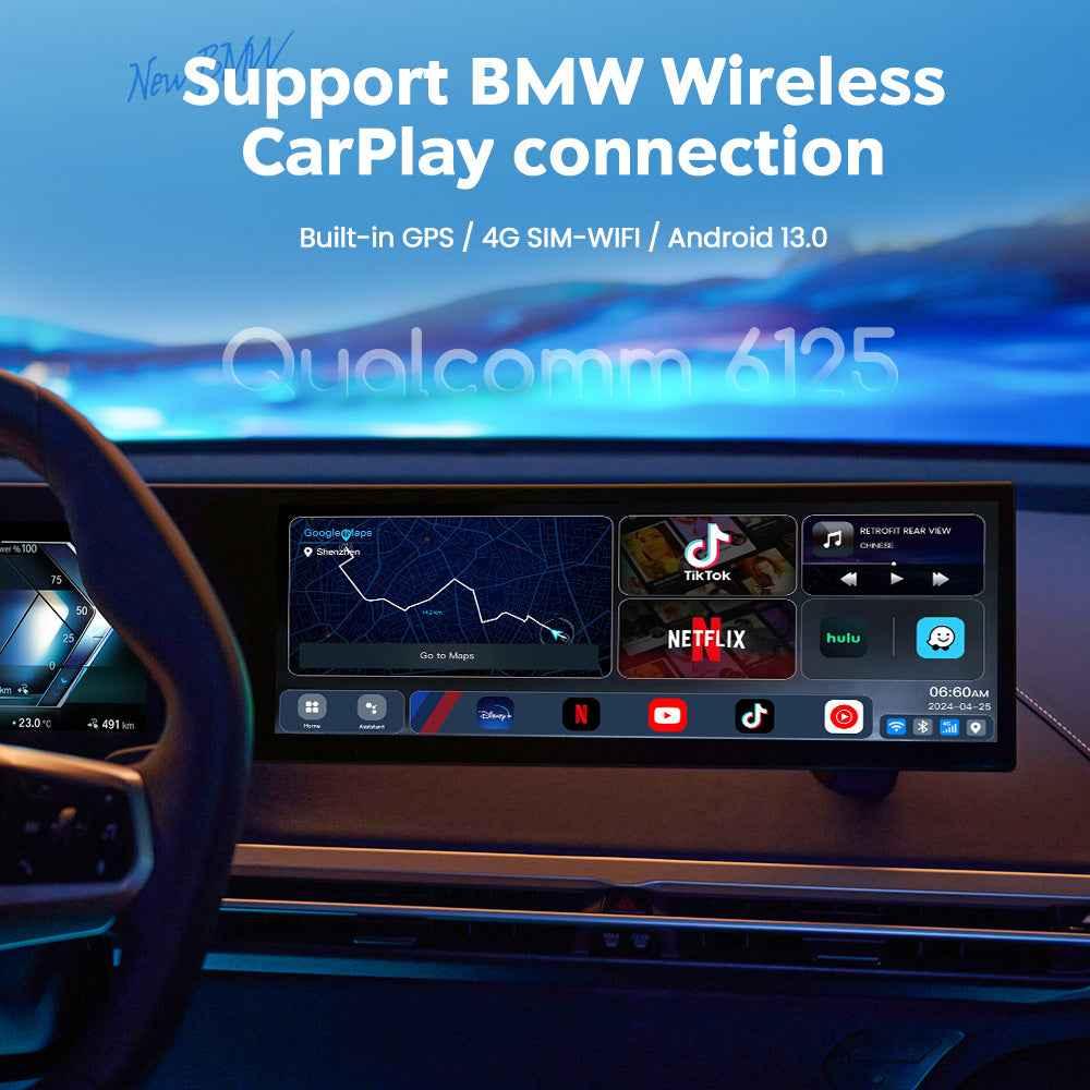 MMB Android AI box for BMW with wireless CarPlay, GPS navigation, Wi-Fi, 4G connectivity and Android 13