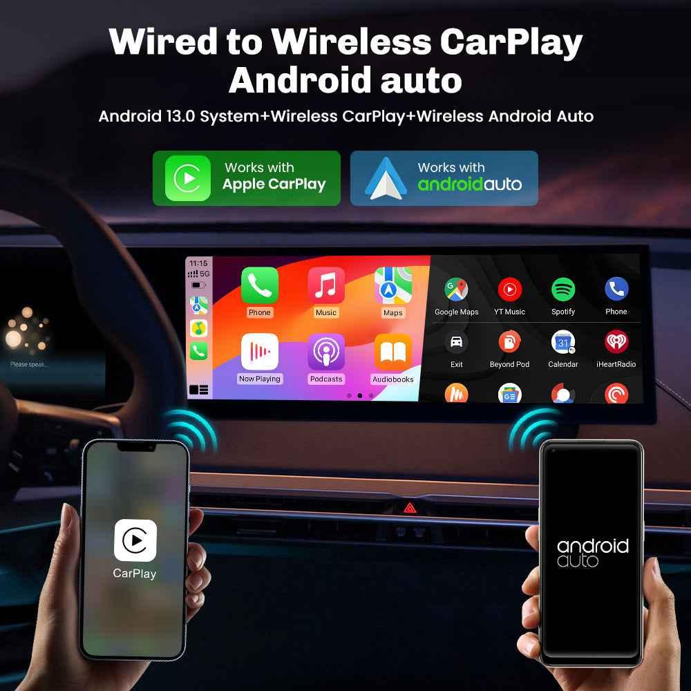 MMB BMW Android AI box converting factory wired CarPlay to wireless Apple CarPlay and Android Auto