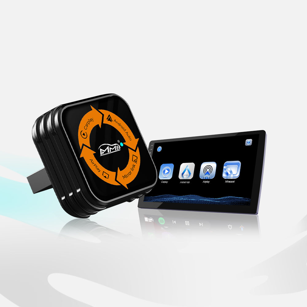 Compact MMB Mini-Max adapter supporting wireless CarPlay, Android Auto, AirPlay and Miracast