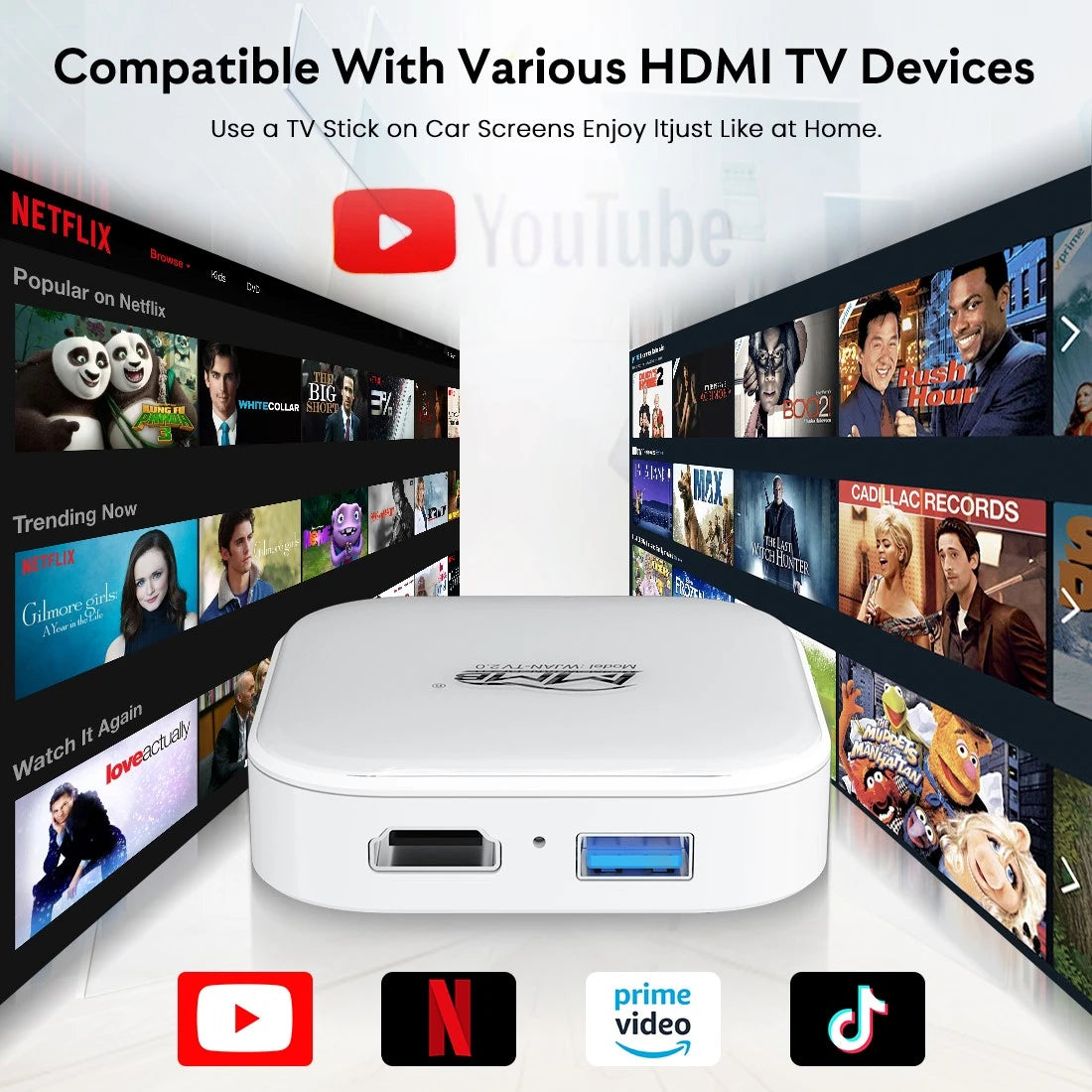 MMB AI Box Wireless TV 2.0 compatible with HDMI TV devices for in-car entertainment