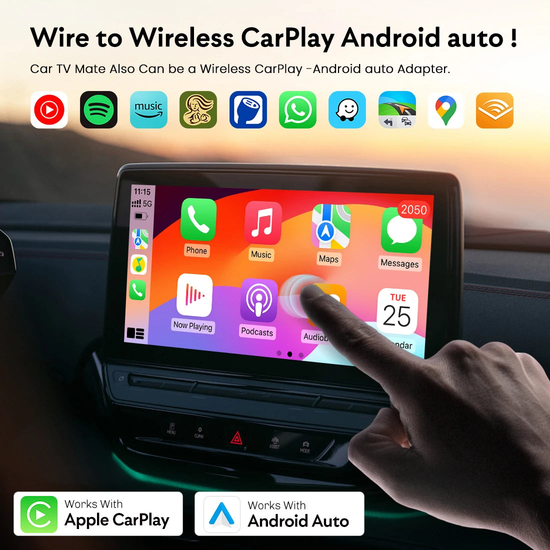MMB AI Box Wireless TV 2.0 converts wired CarPlay and Android Auto to wireless