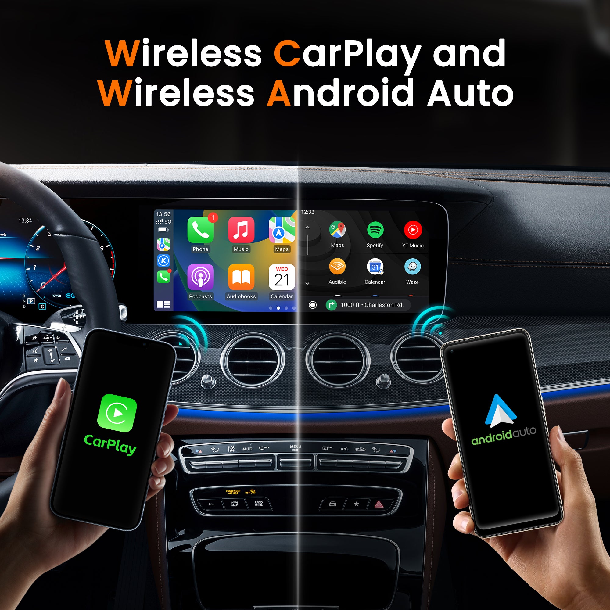 MMB UC-3 PRO multimedia video box for OEM CarPlay to video playback, featuring Wireless Android Auto, Wireless CarPlay, and a Customized Android System.
